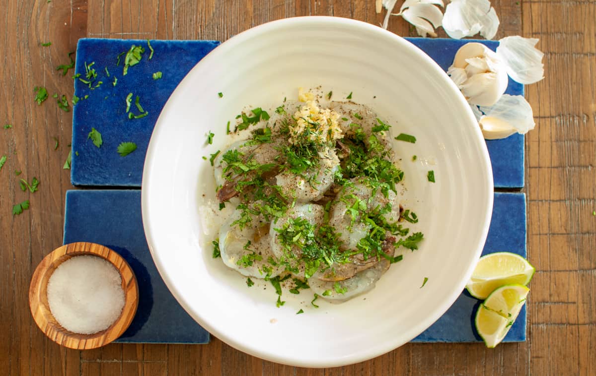 Marinading Shrimp in Cilantro & Lime