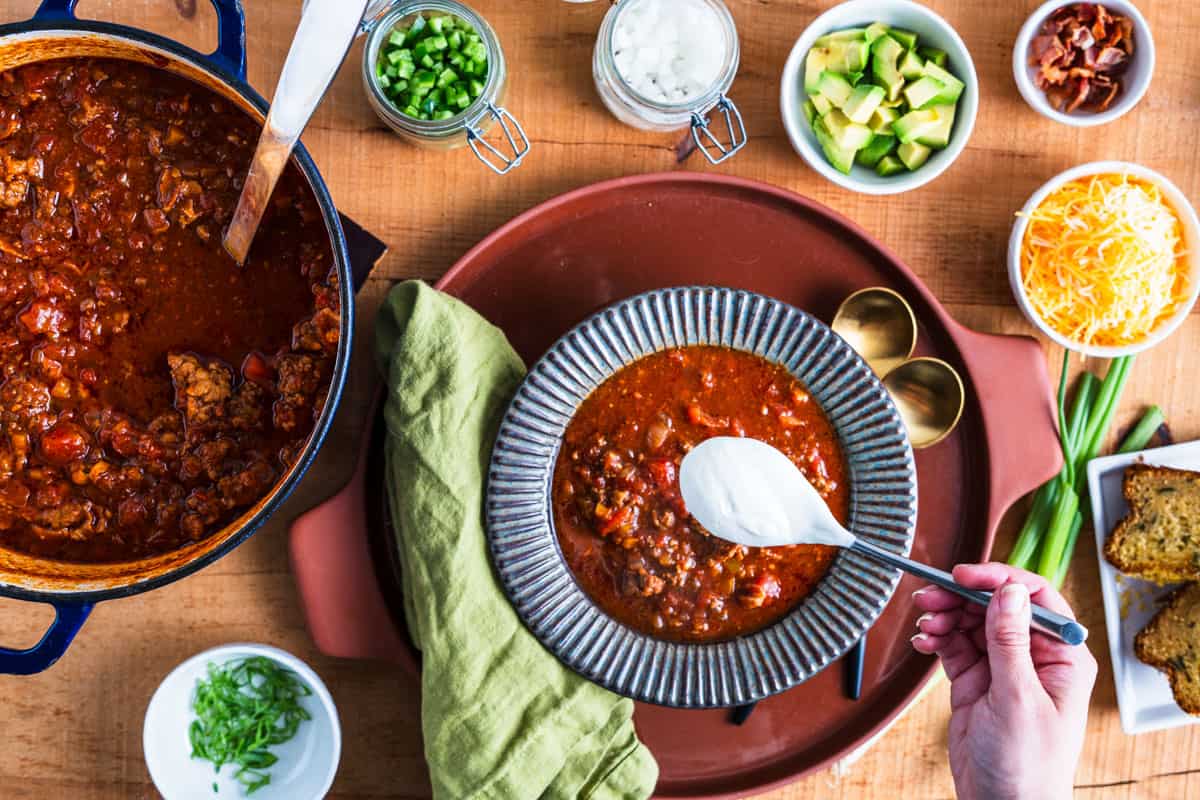 Dutch oven Black Bean Chili Con Carne - The Irishman's Wife