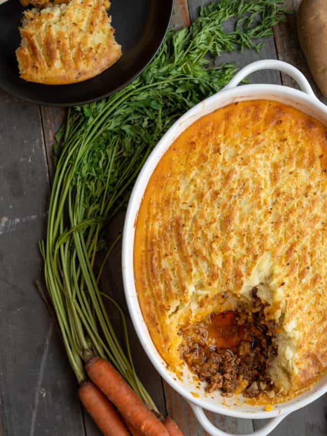 Shepherd's Pie Plated with fresh carrots