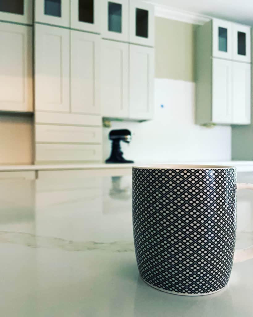 Cup of Coffee on Counter during kitchen remodel