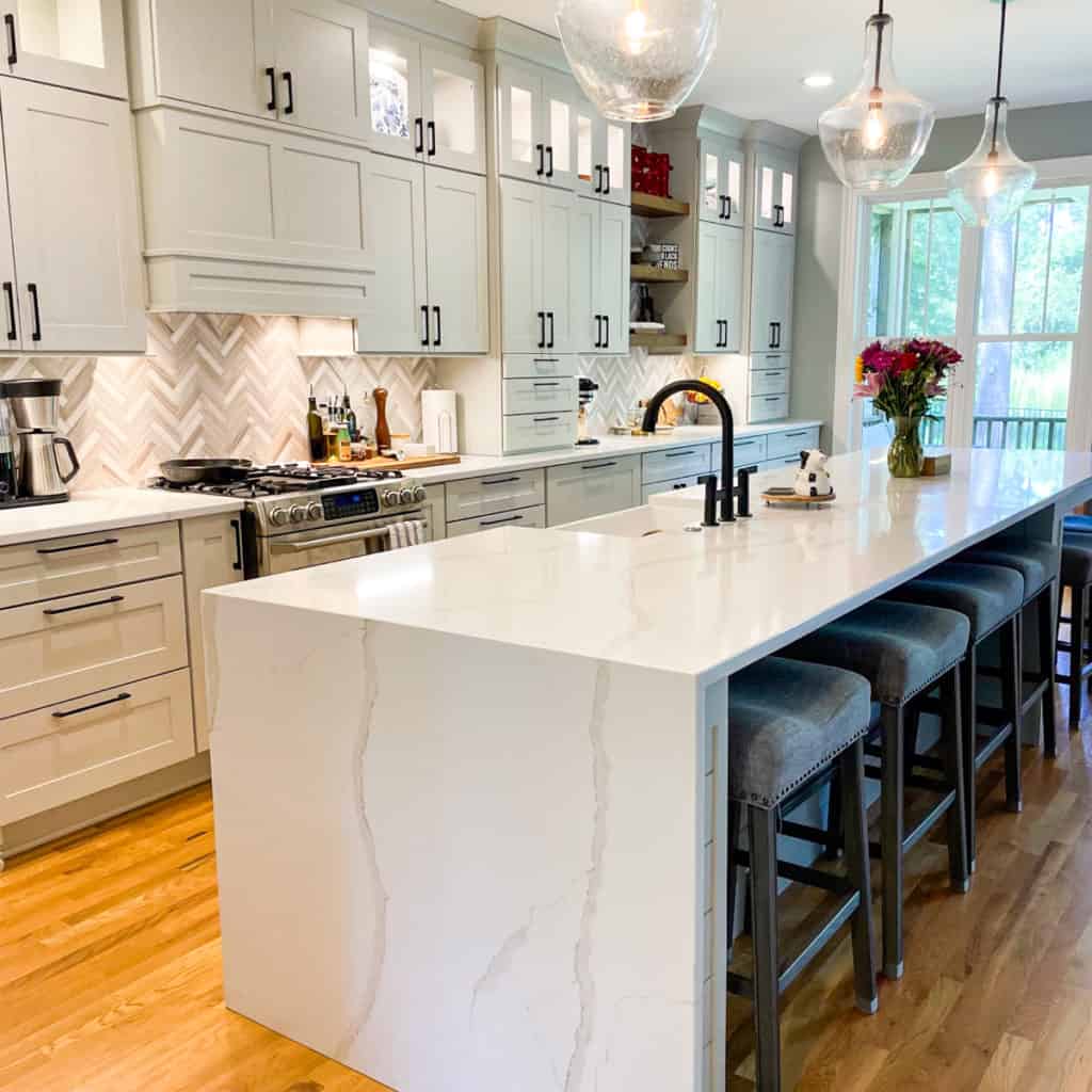 Newly Remodeled Kitchen with Waterfall Countertop Edge