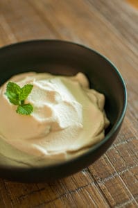 Whipped Cream in a Bowl with Mint