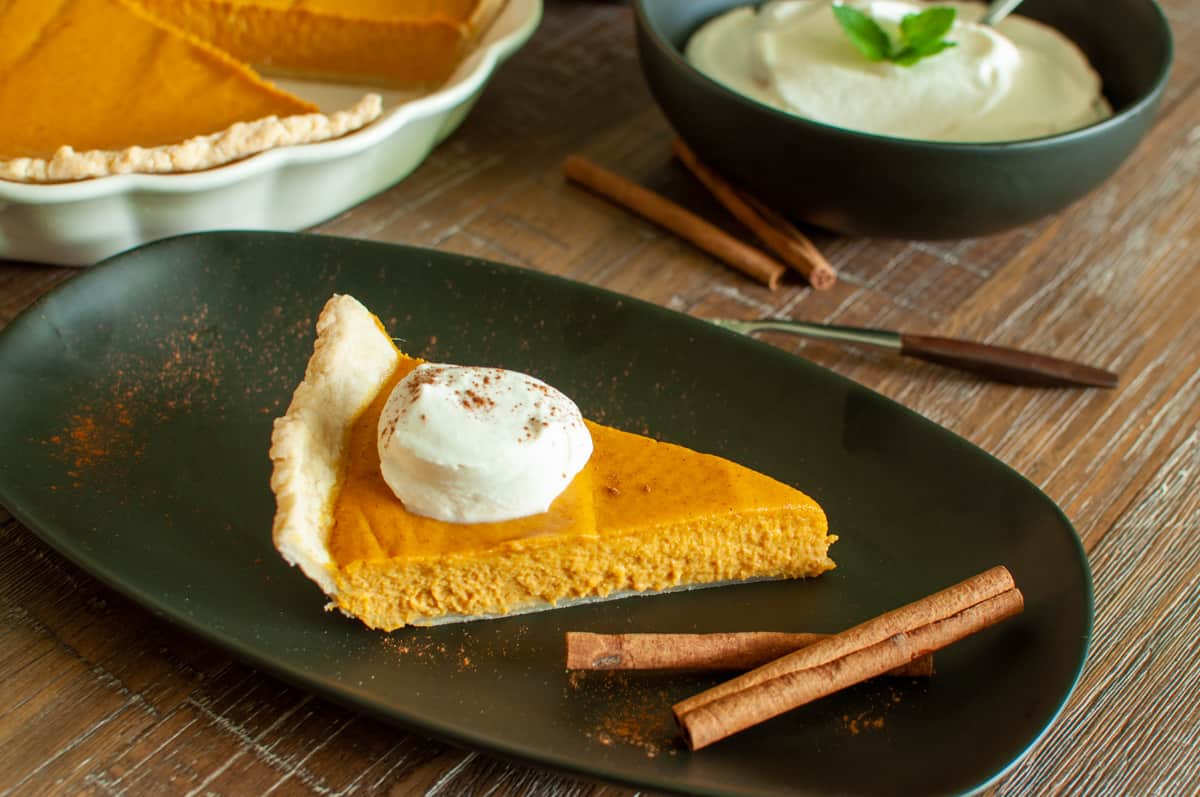 Plated Pumpkin Pie Slice