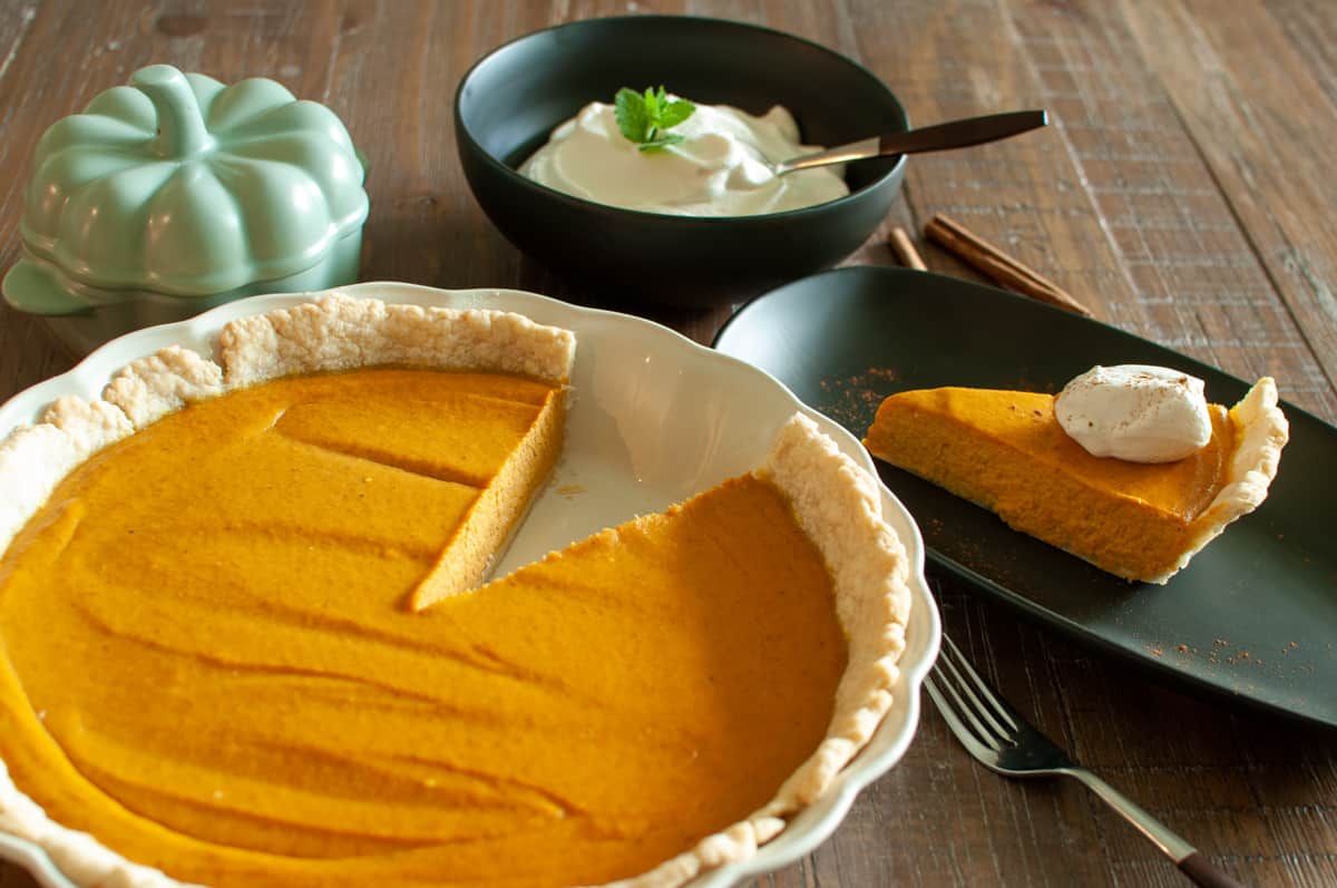 Pumpkin Pie with Slice Cut