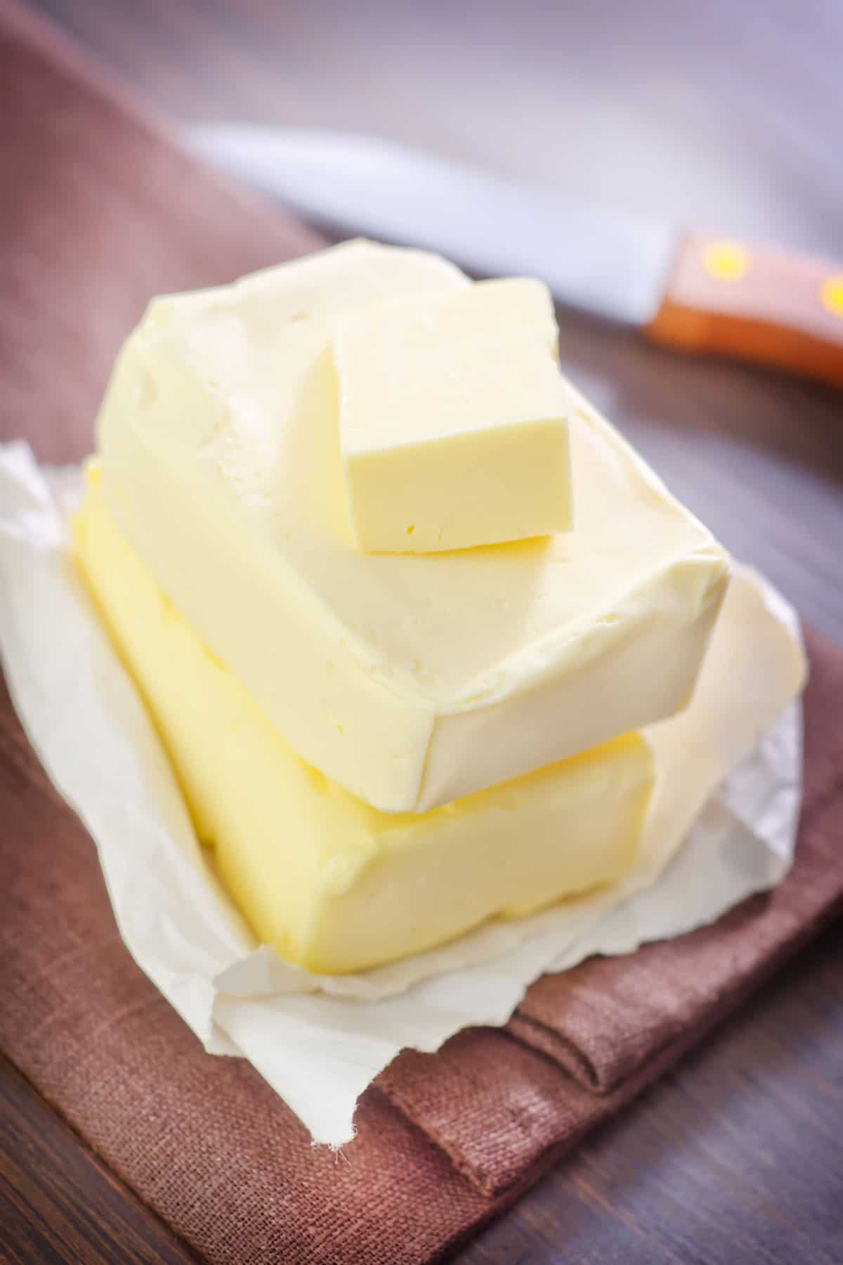 Large pieces of butter stacked on top of each other