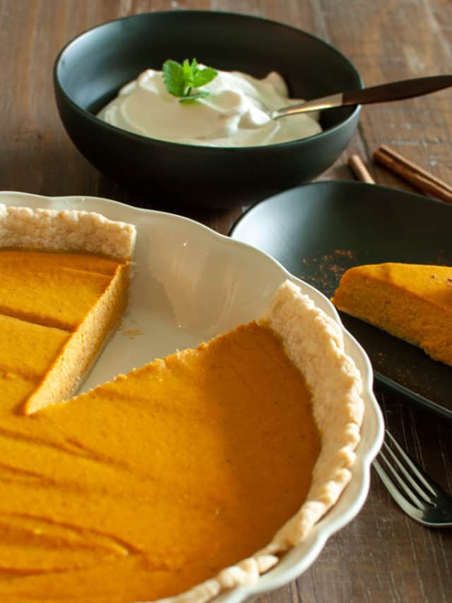 Pumpkin Pie with Slice Cut