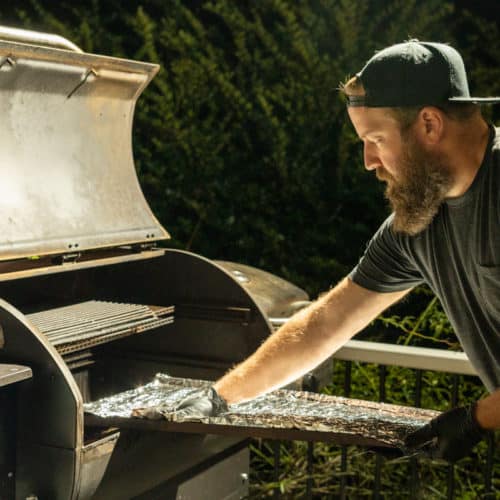 Brisket going on the pellet smoker