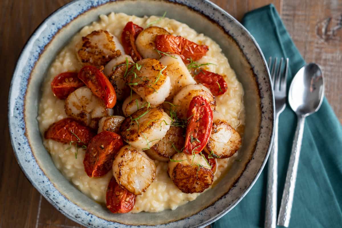 Seared Scallops on Risotto