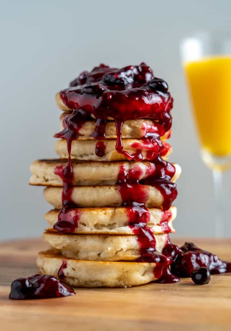 Berry Compotes on a Stack of Pancakes