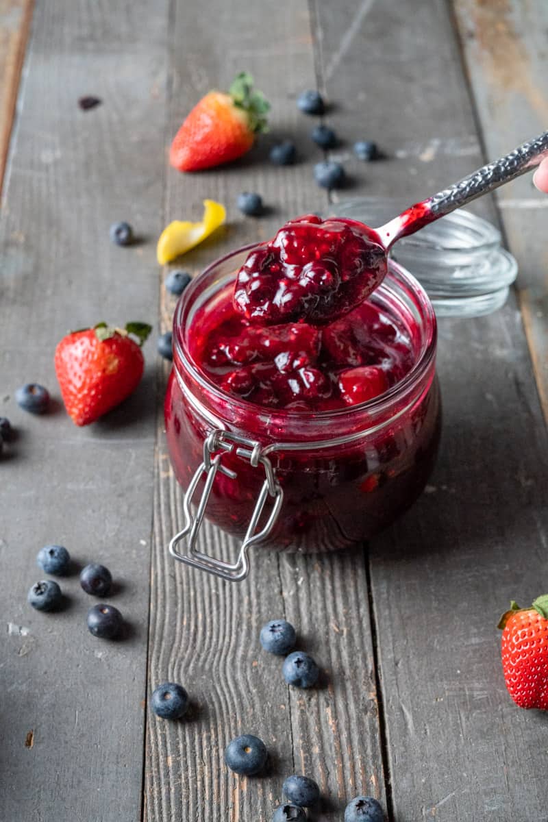 Berry Compote in a glass jar
