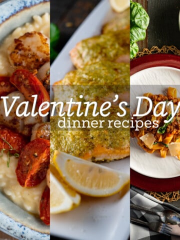 Valentine's Day Dinner Idea Image including 3 recipe photos