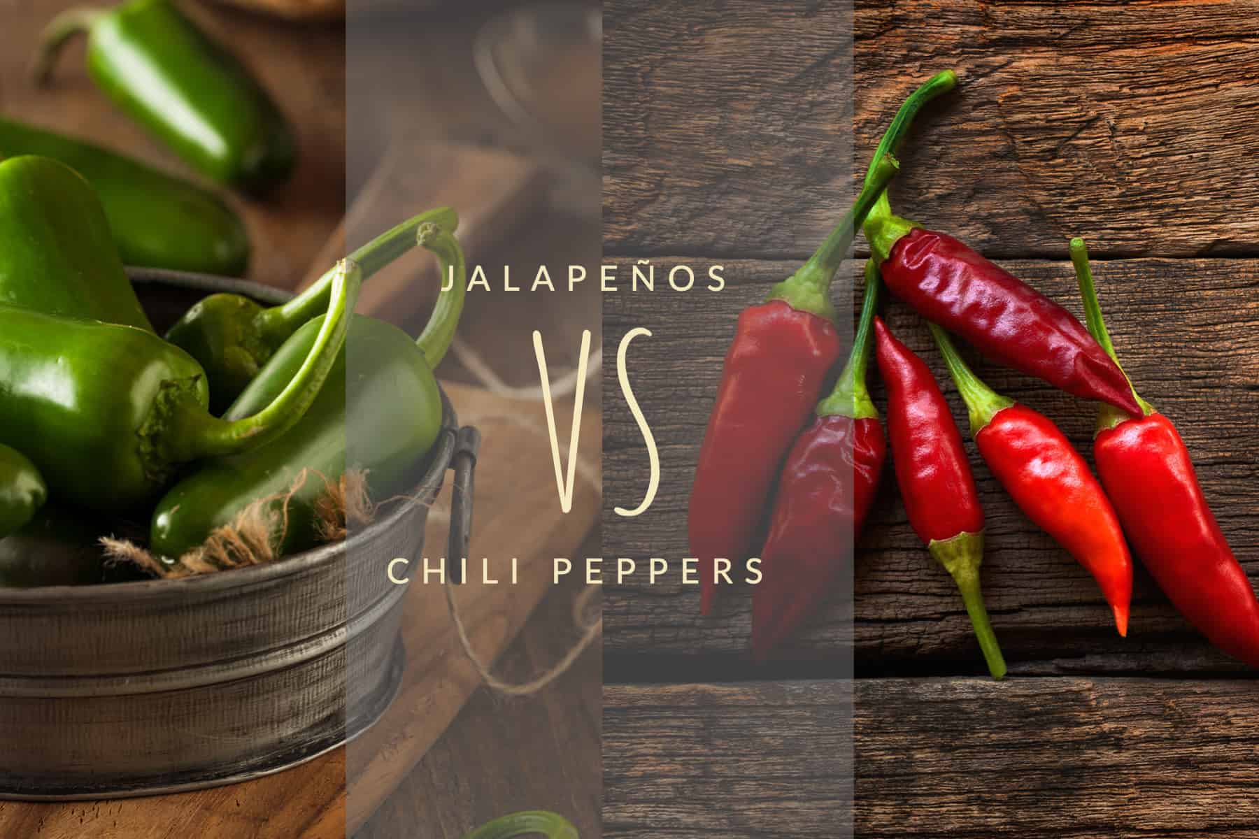 Jalapeños and chili peppers next to each other 