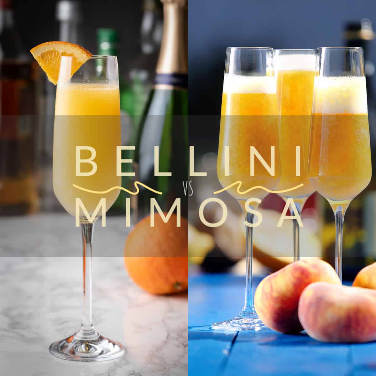 featured image of a Bellini next to a Mimosa