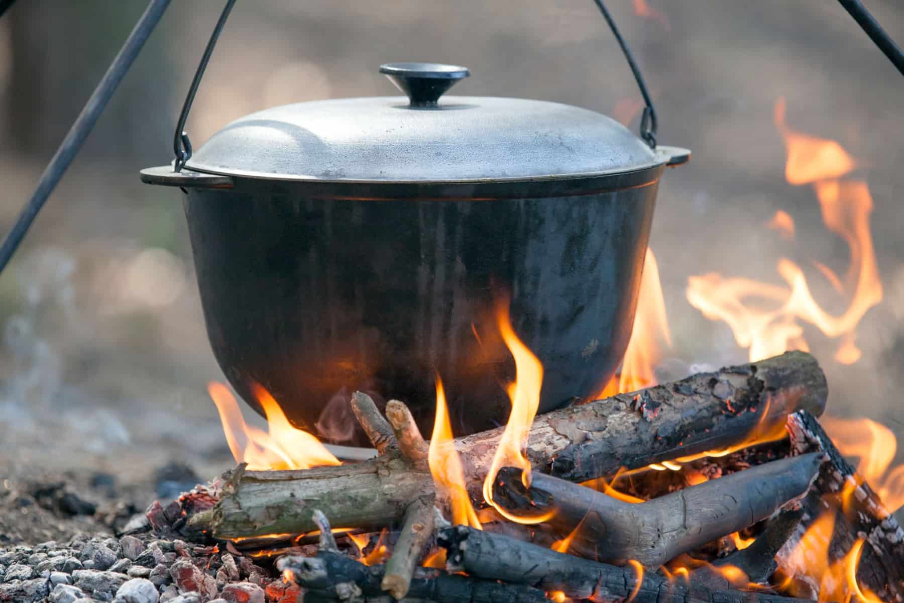 Cast Iron Dutch oven over open fire