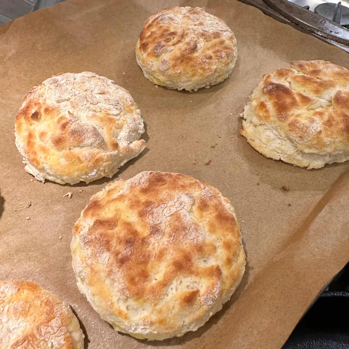 baked biscuits on parchment paper