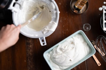 moving ice cream to a loaf pan for freezing