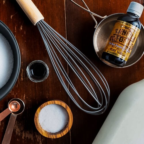 Mexican vanilla extract with ice cream ingredients