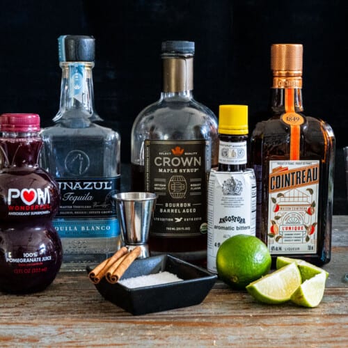 Crown Maple bourbon barrel aged syrup with cocktail ingredients