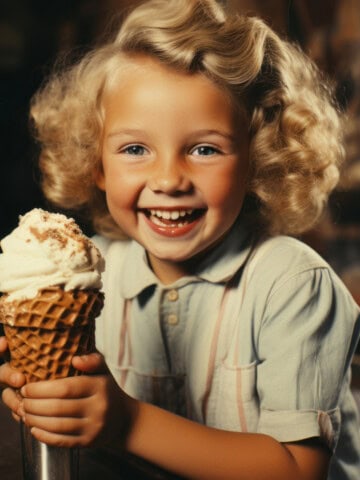 little girl holding ice cream
