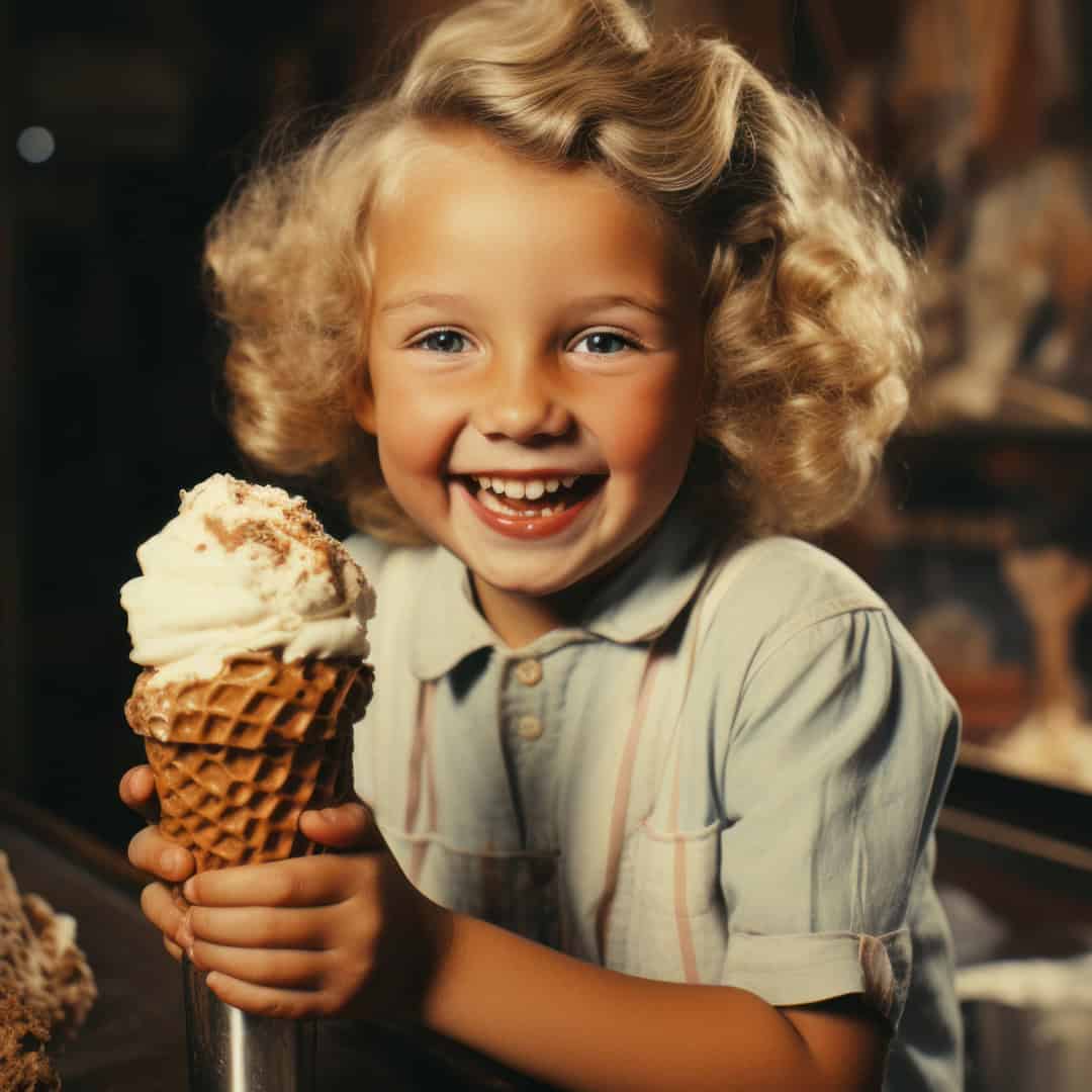 little girl holding ice cream
