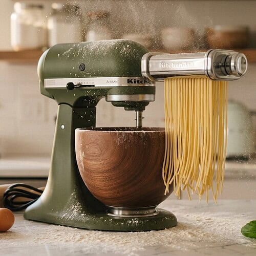 KitchenAid pasta roller and cutter attachment making fresh pasta
